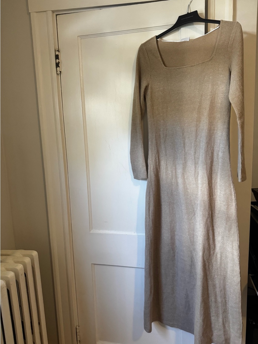 VILA Beige Long-Sleeve Knit Maxi Dress